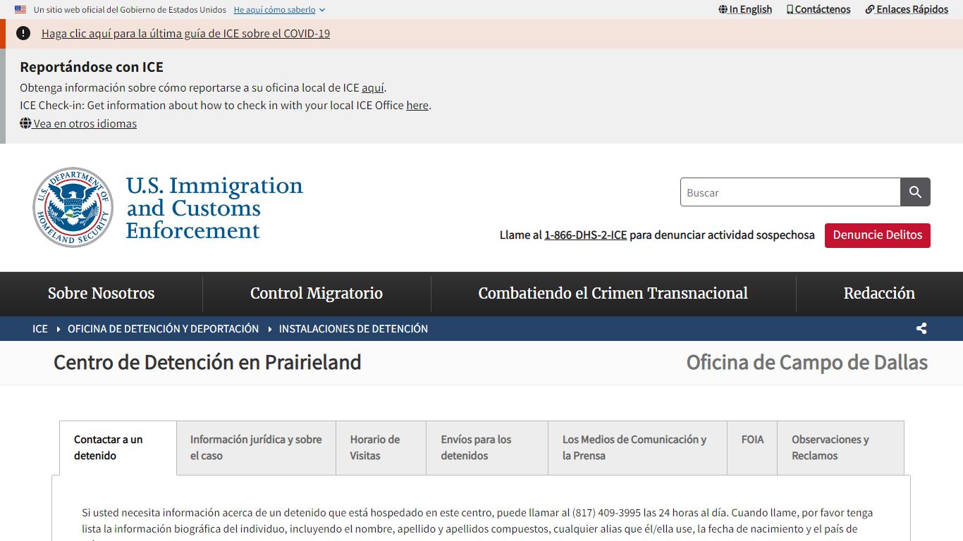 Centro de Detención en Prairieland | ICE